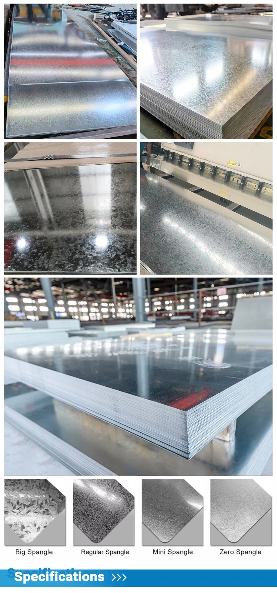 Dx51d Z275 Galvanized/Galvanised Steel Sheet/Plate Zinc Iron Roofing Sheet Dx53D Z150 24 Gauge 4X8 Metal Roof Sheet