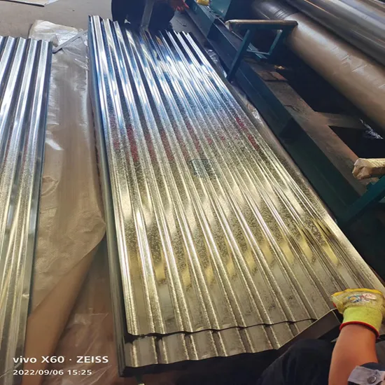 Material de construção de fábrica Folha de telhado de metal corrugado Galvalume Folhas de telhado de zinco galvanizado corrugado Folha de telhado de aço
